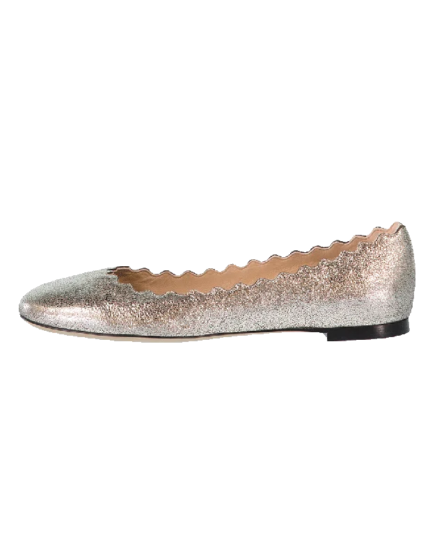 Personalized Design Metallic Scallop Ballerina Shoe