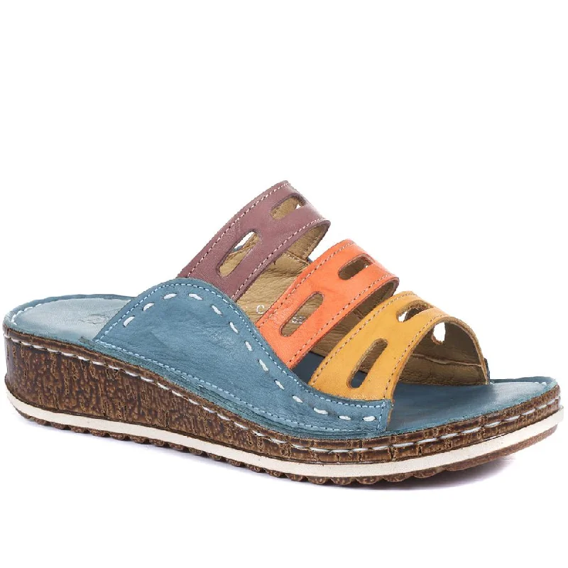 Goddess Style Lightweight Leather Mule - CAY25001 / 311 091 - Blue Multi