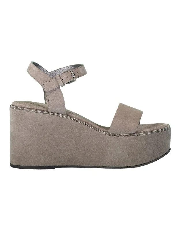 Sweet Breath Monili Embellished Suede Flatform