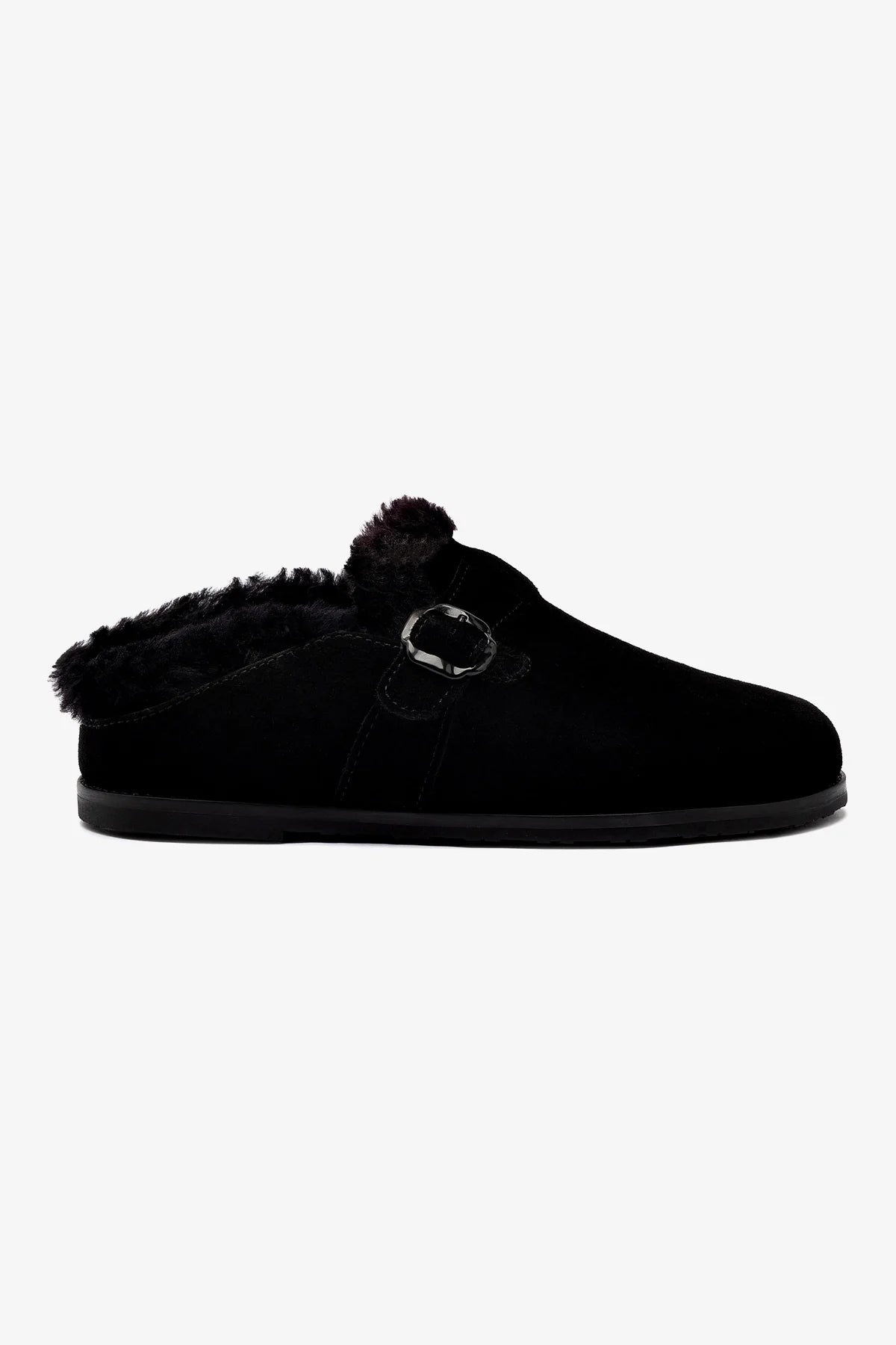 Goddess Outfit Milan Fur Clog In Black Suede