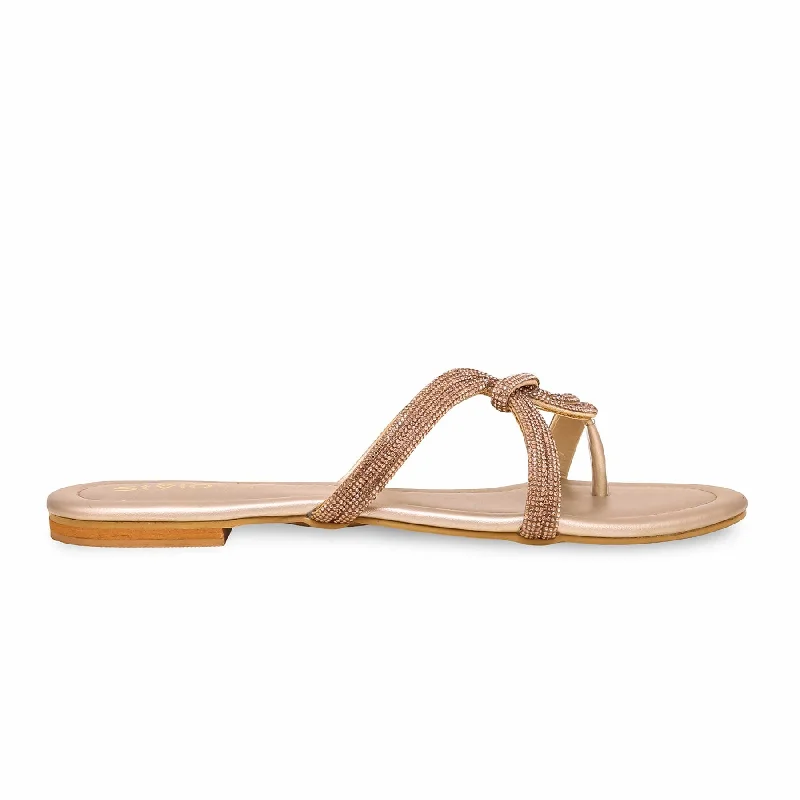 Refreshing Design Golden Fancy Chappal FN0743