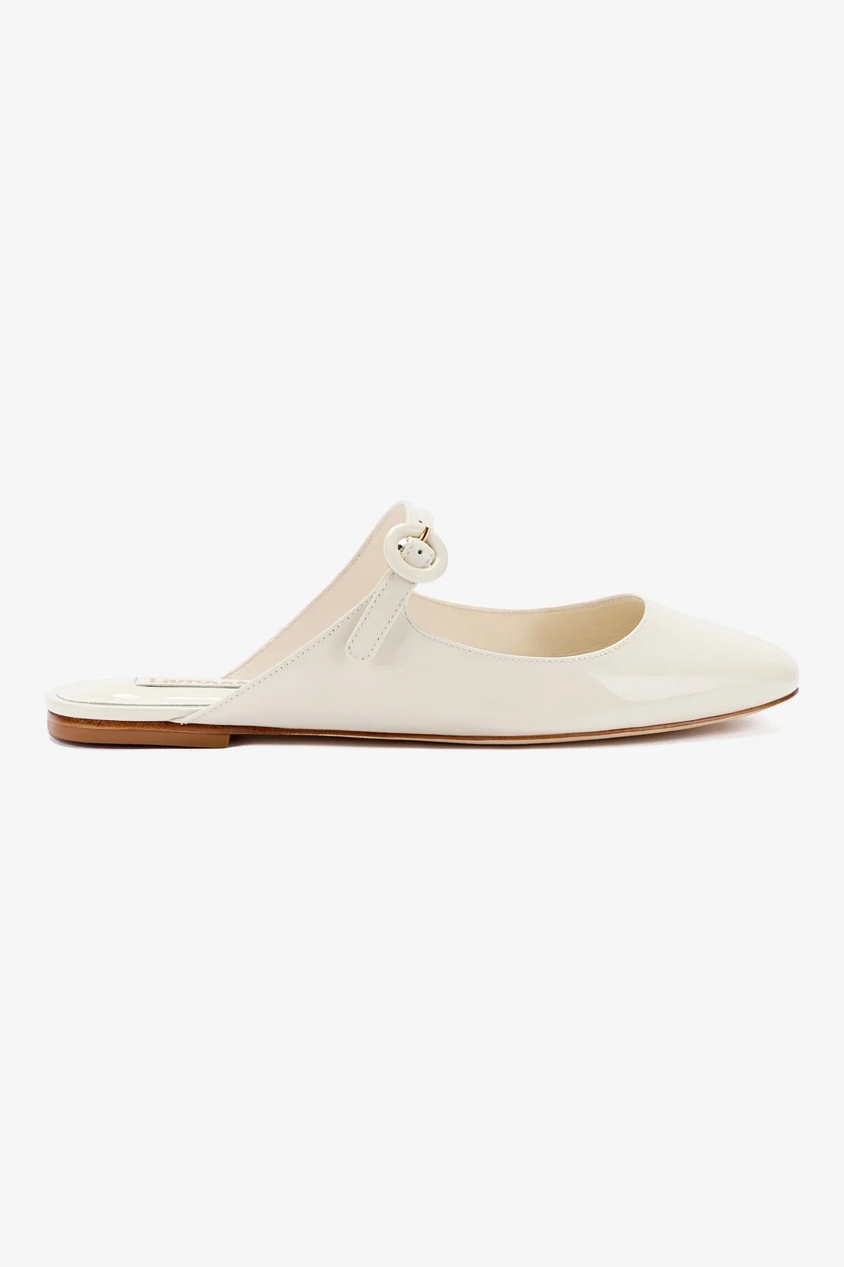 Sports Fashion Blair Flat Mule In Ivory Patent Leather