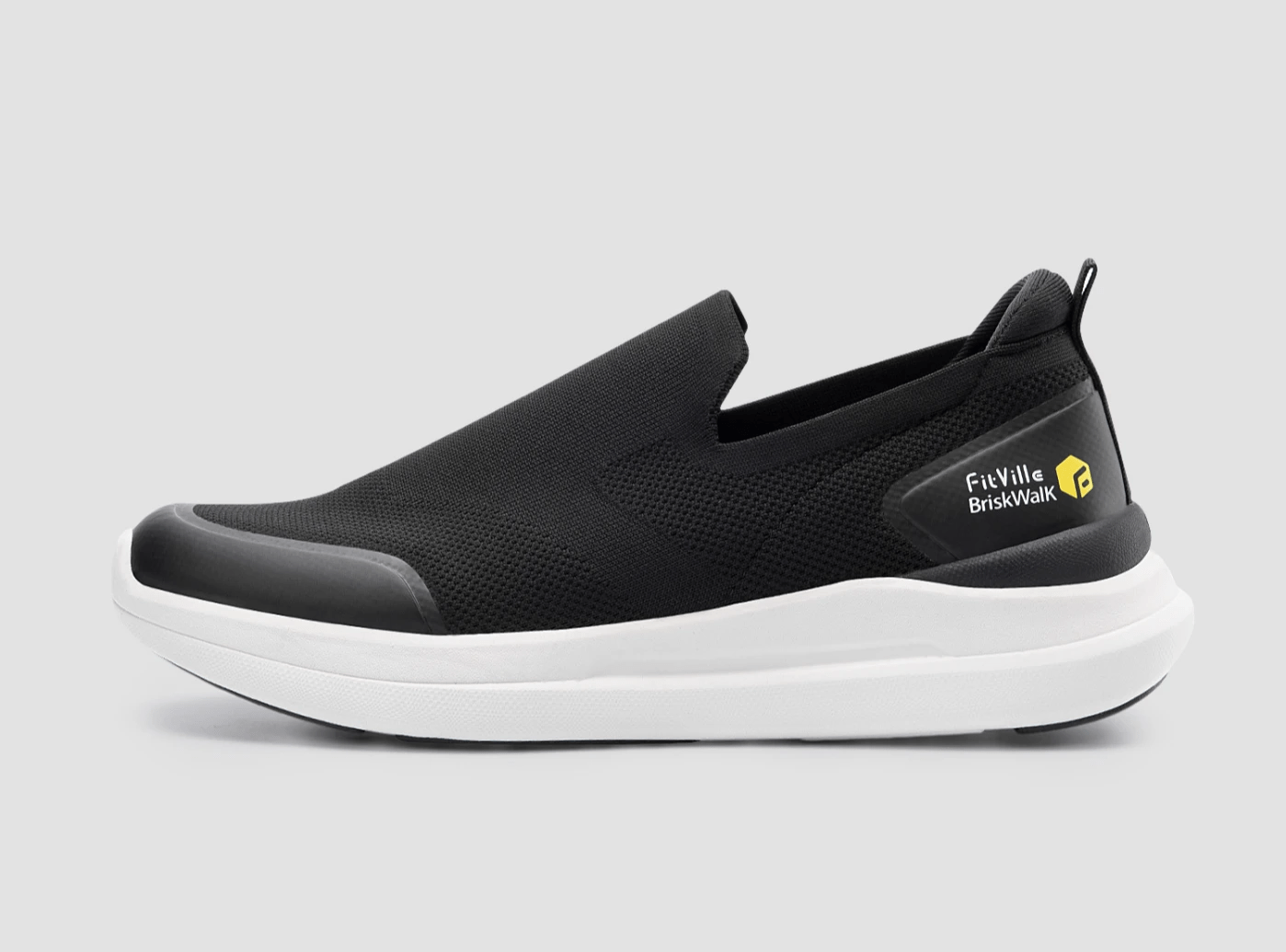 Exquisite Embroidery FitVille Women's BriskWalk Recovery Slip-On V1 Black-White