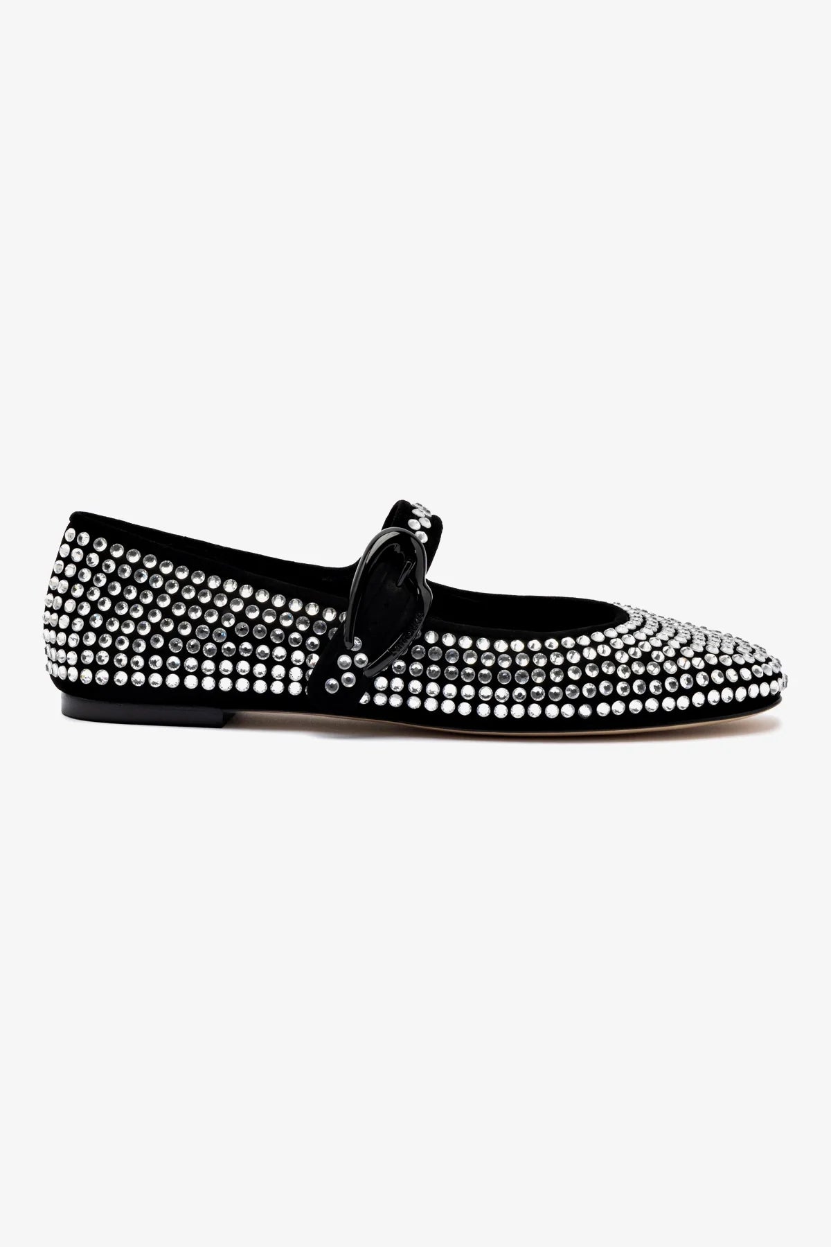 Simple Design Verona Ballet Flat Crystal In Black Suede