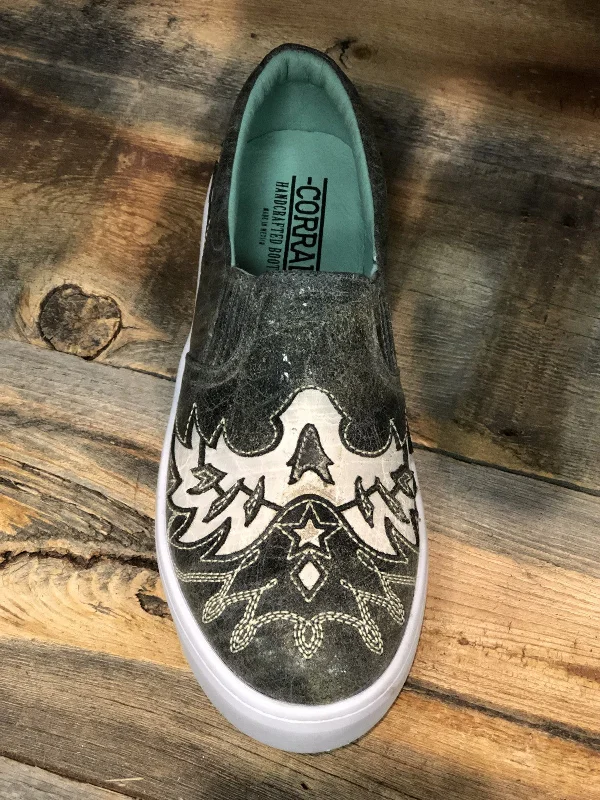 Youthful Vitality Corral Gray and Cream Inlay Embroidered Sneaker
