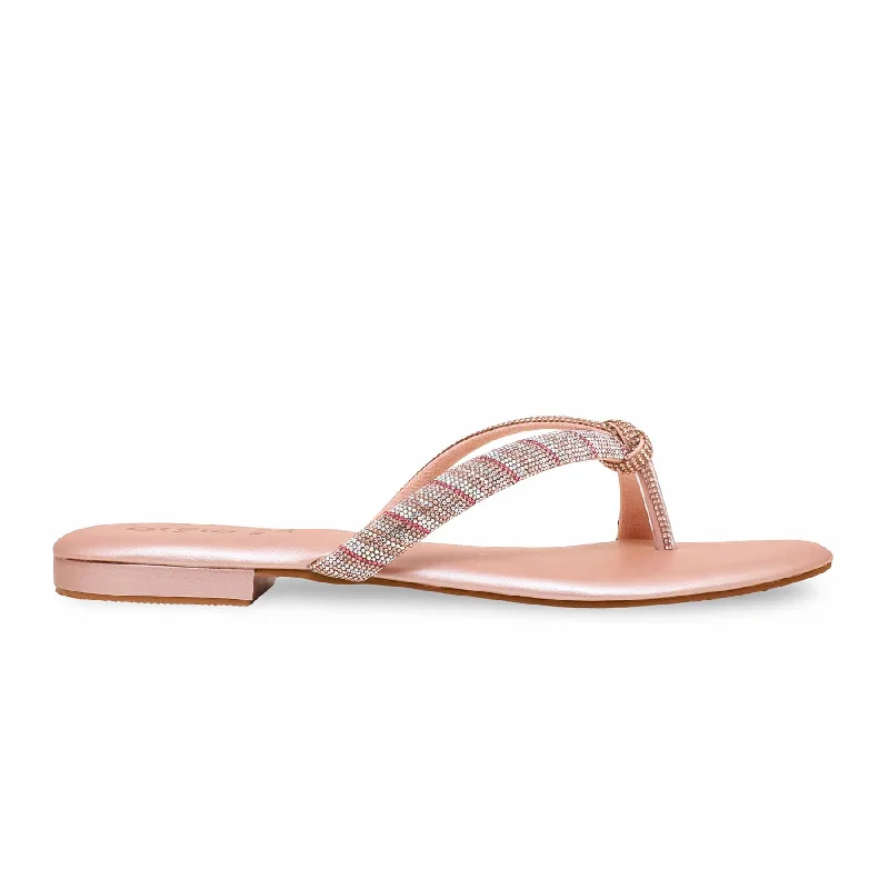 Floral Prints Peach Fancy Chappal FN0736