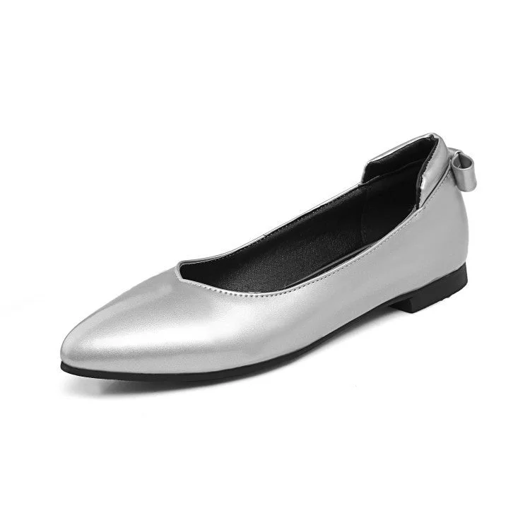 Luxury Fashion Pointed Toe Back Bowtie Women Flat Shoes 9499