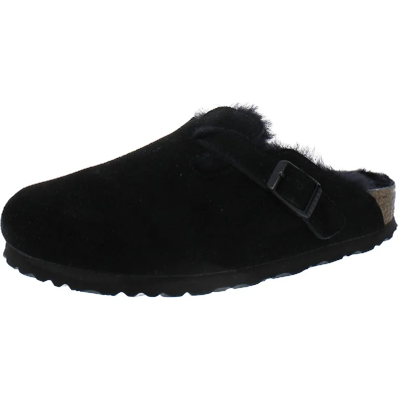 Exquisite Embroidery Birkenstock Womens Boston VL Suede Slip On Mules