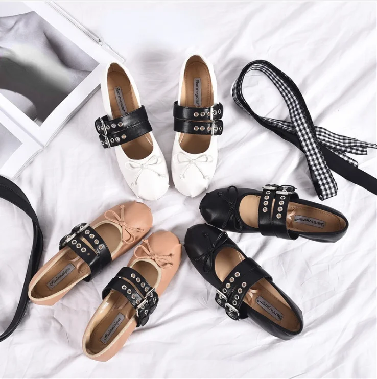 Goddess Style Women Mary Janes Knot Flat Shoes 9547