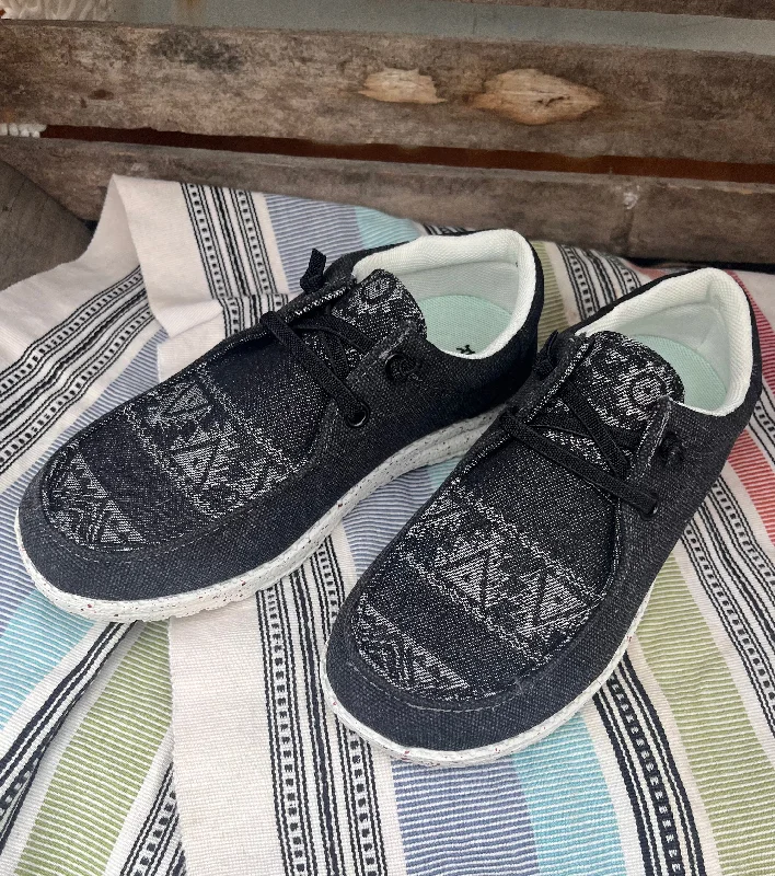 Luxury Customization Roper Women's Eva Moc Black & Aztec Casual Shoes 1793-3182