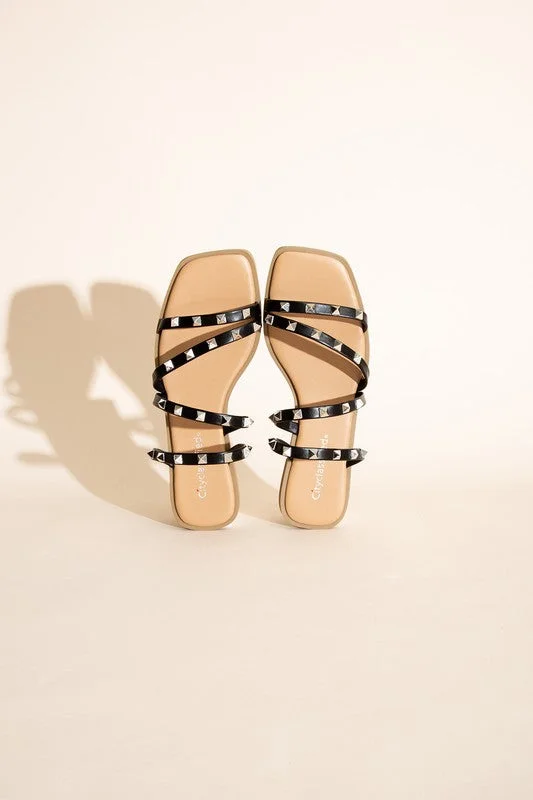 Free And Comfortable TEMIR -  STUD FLAT SLIDES  for women