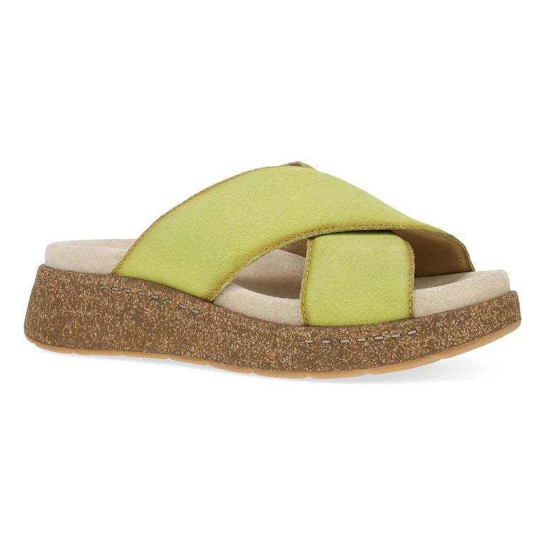Sweet Breath Bridget Platform Cork Sandal in Suede Lime