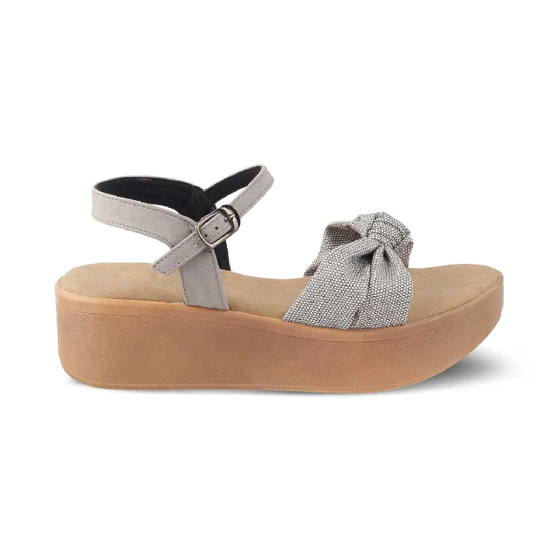 Youthful Vitality The Brera Grey Women's Platform Wedge Sandals Tresmode