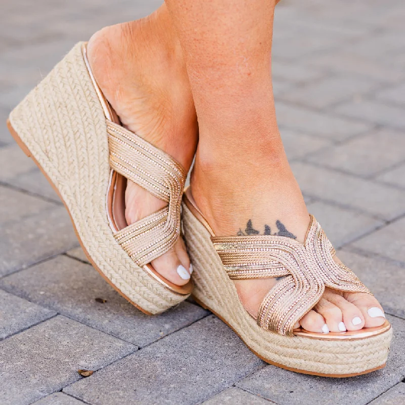Must-have For Autumn And Winter Side Step With Me Wedges, Rose