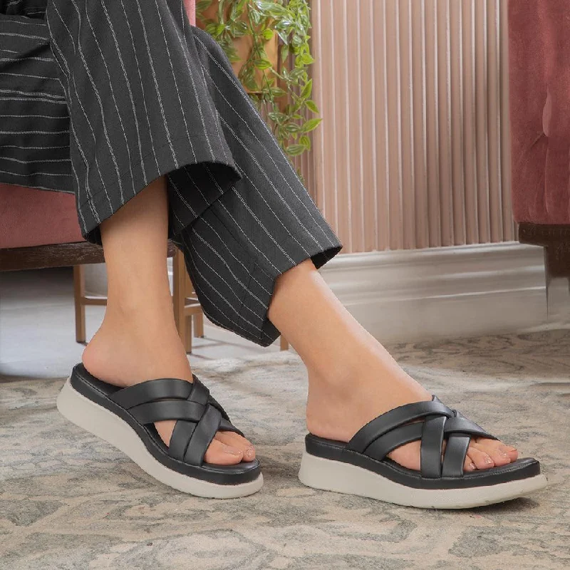 Unique Fashion The Breeze Black Women's Casual Wedges Tresmode