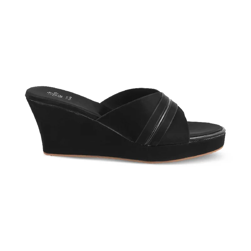 High-end Design The Party Black Women's Dress Wedge Sandals Tresmode