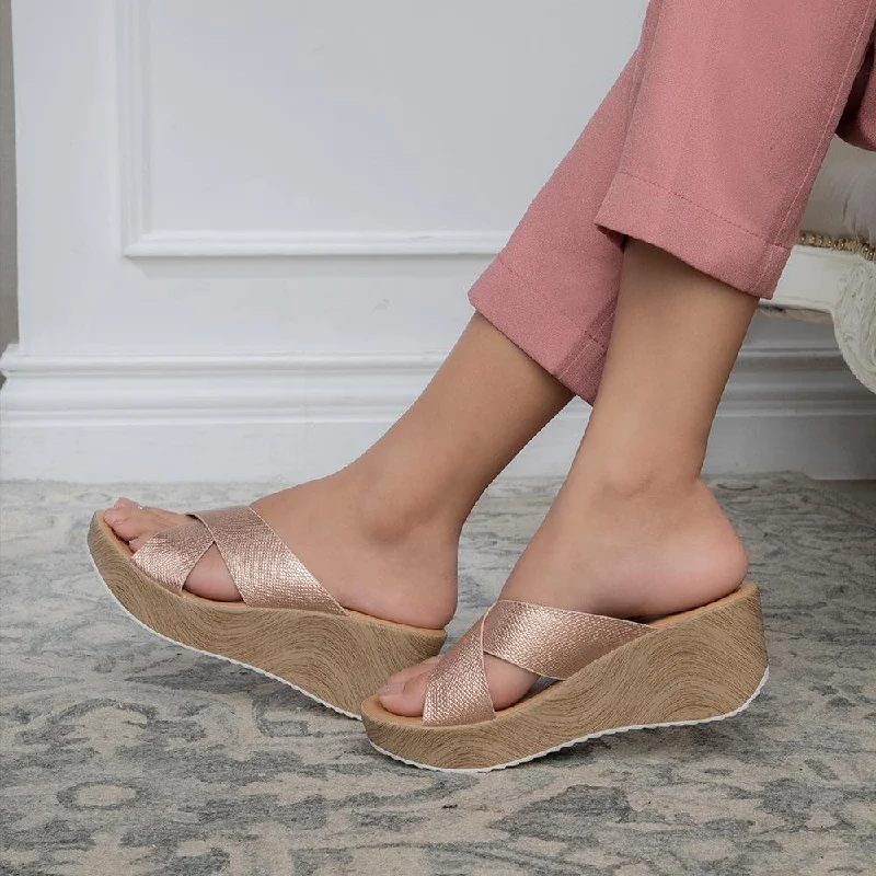 Fashion And Simplicity The Santamon Champagne Women's Dress Wedge Sandals Tresmode