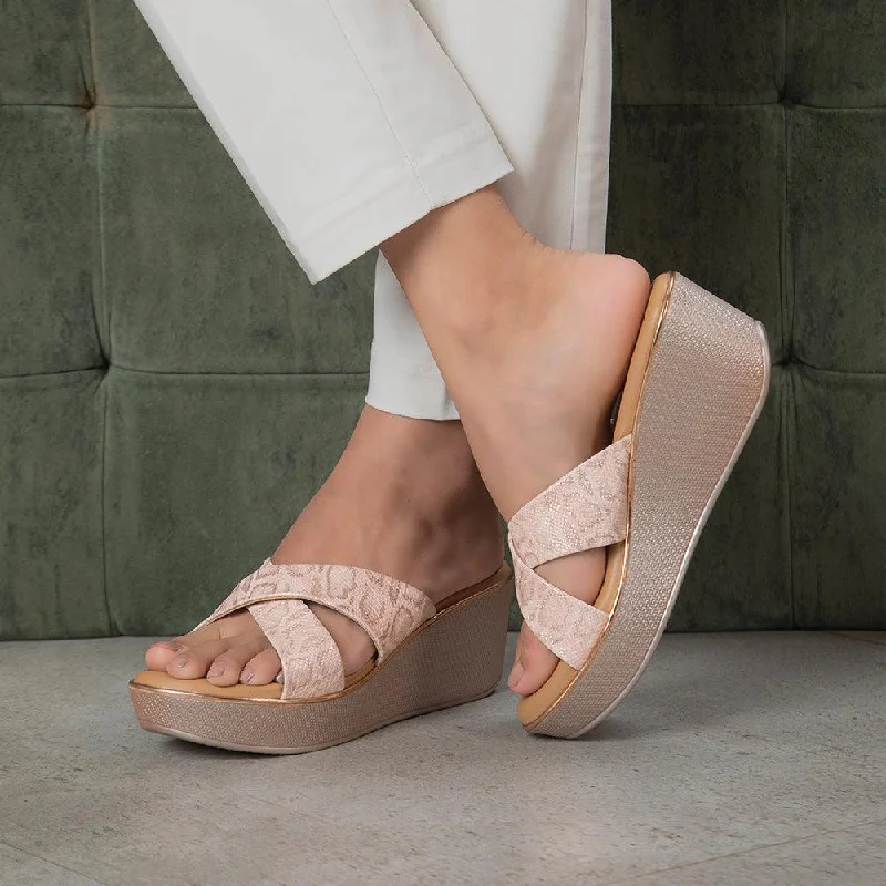 Fashion Pioneer The Savvy Champagne Women's Dress Wedge Sandals Tresmode