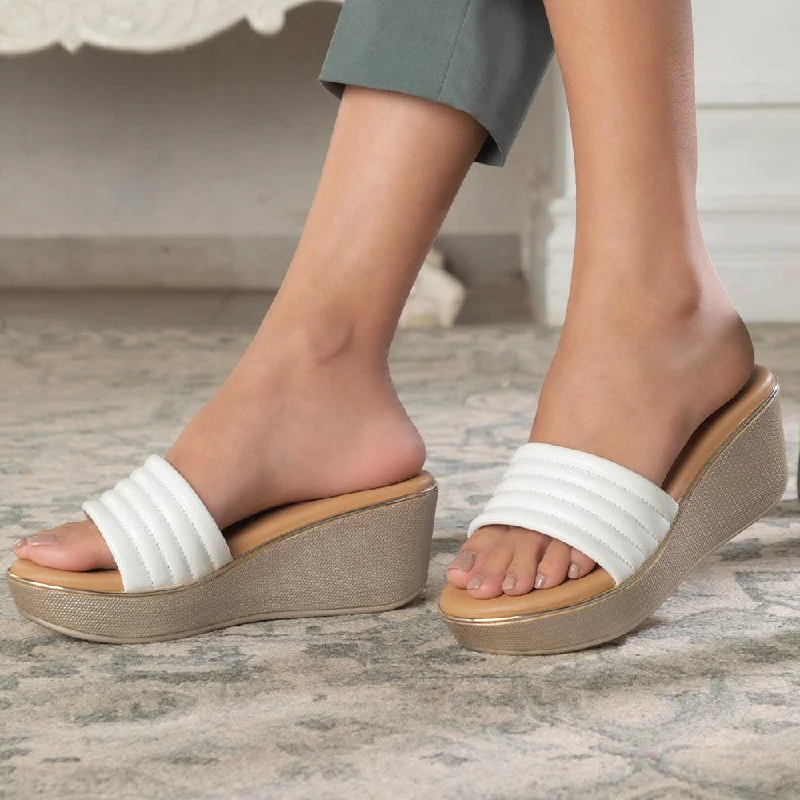 Exquisite Details The Skledge White Women's Dress Wedge Sandals Tresmode