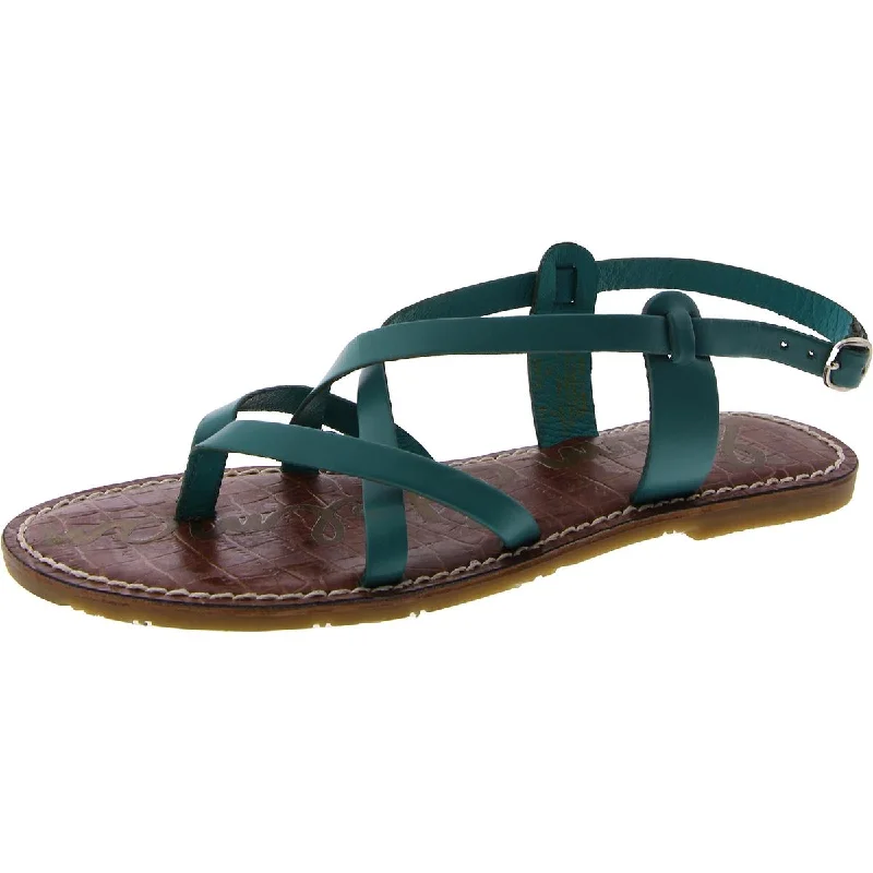 Exquisite Design Sam Edelman Womens Leather Flat Slingback Sandals