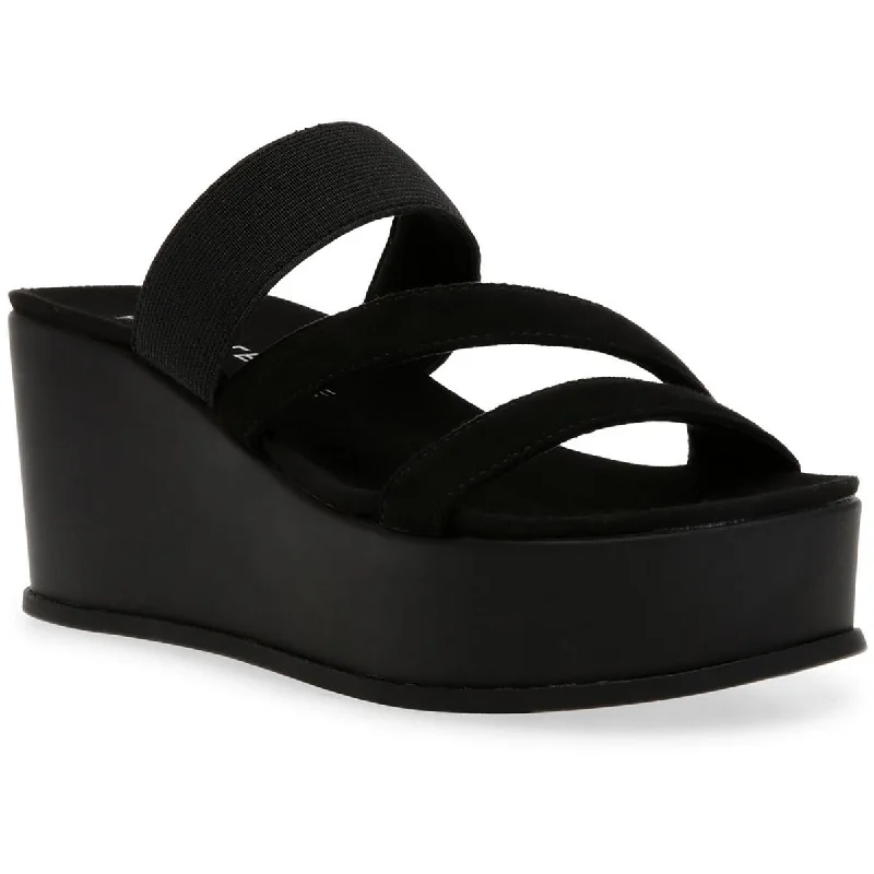 Fashion Design Anne Klein Womens Vai Faux Suede Slip On Platform Sandals