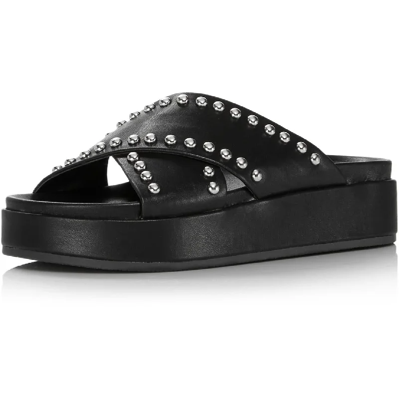 New Season Series Aqua Womens Krisa Faux Leather Criss-Cross Front Footbed Sandals