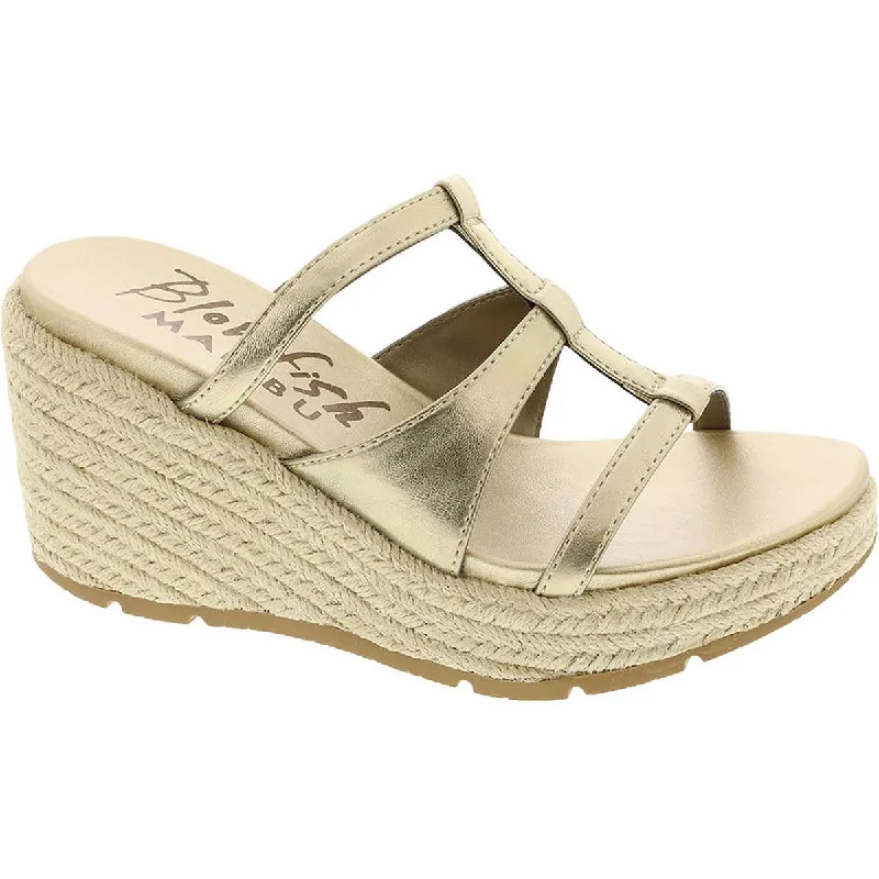 Celebrity Picks Blowfish Womens Bahia Rope Faux Leather Strappy Wedge Sandals