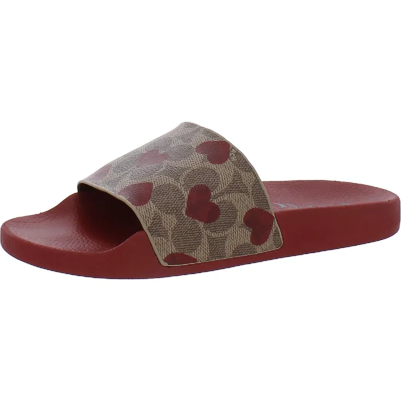 Editorial Design Coach Womens Udele Valentines Printed Embossed Slide Sandals