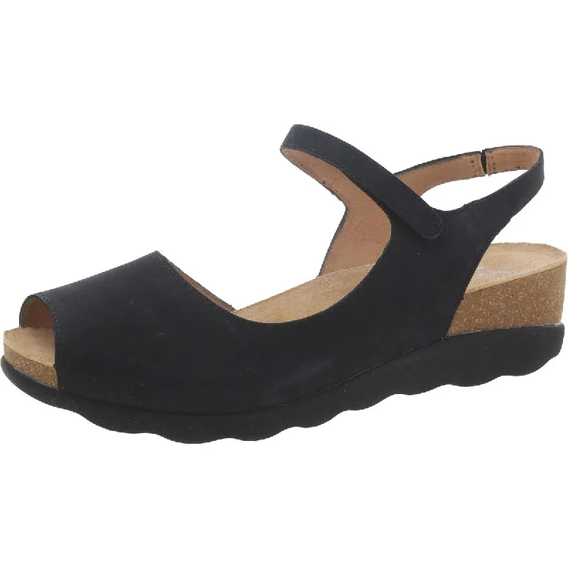 Exquisite Details Dansko Womens Marcy Milled Leather Peep Toe Wedge Sandals
