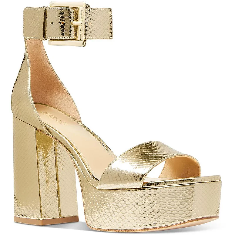 Classic Style MICHAEL Michael Kors Womens Tara  Ankle Strap Leather Platform Sandals