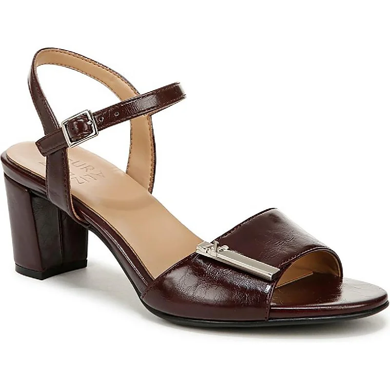 Unique Fashion Naturalizer Womens Bristol-Ornament Faux Leather Ankle Strap Block Heel