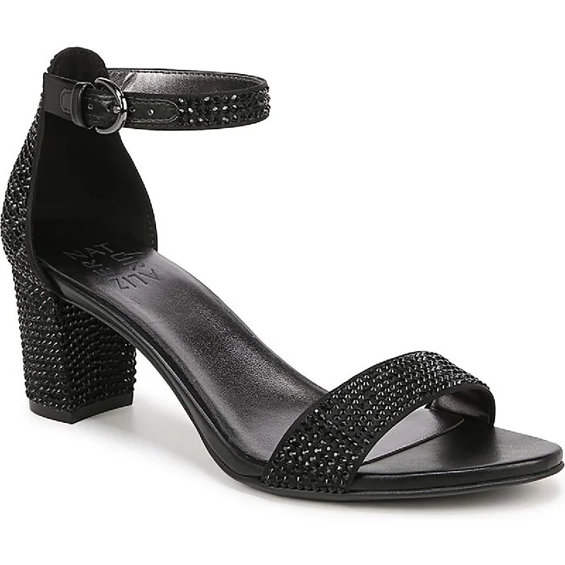 Free And Comfortable Naturalizer Womens Vera-Glitz Satn Ankle Srap Block Heel